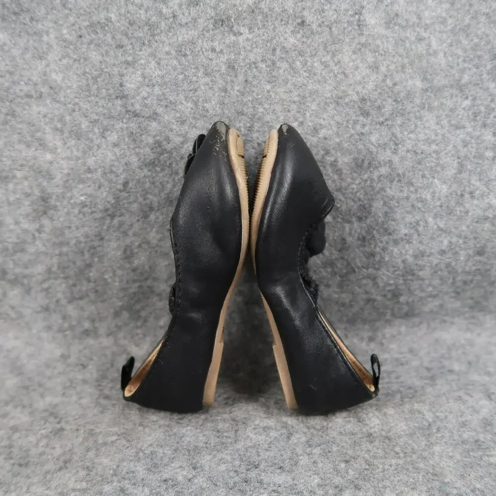 Old Navy Shoes Baby Girls 5 Mary Jane Flats Flower Black Slip On Closed Toe